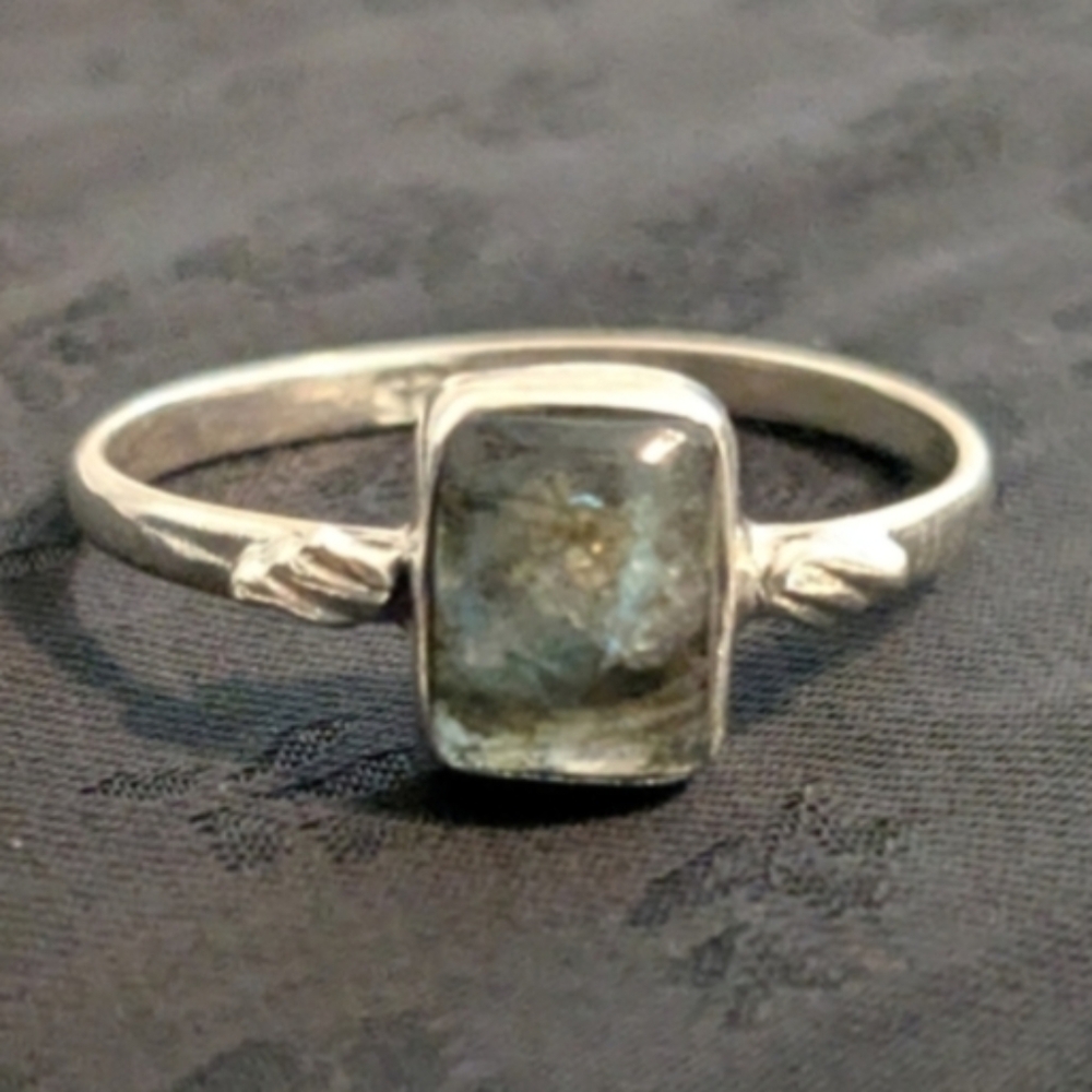 🆕 Solid 925 Sterling Silver Genuine Labradorite Ring Size 9.5